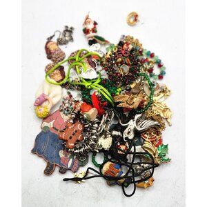 Mystery Mixed Lot Of Christmas Jewelry